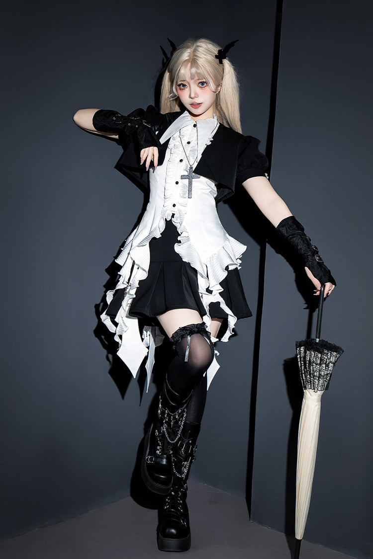 Ruffled Lolita Skirt - Broken Gemstones, Black, Ruffled, Gothic Style - main product image