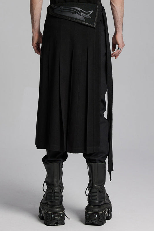 Ruffled Lolita Skirt - Buckle, Black, Buckle Detail, Men's Style, Lace Trim - additional product view 2