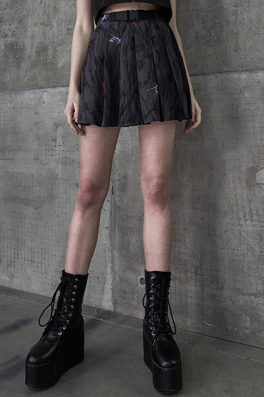 Ruffled Lolita Skirt - Casual Chinese Painting, Black, Pleated, Women's Style - main product image