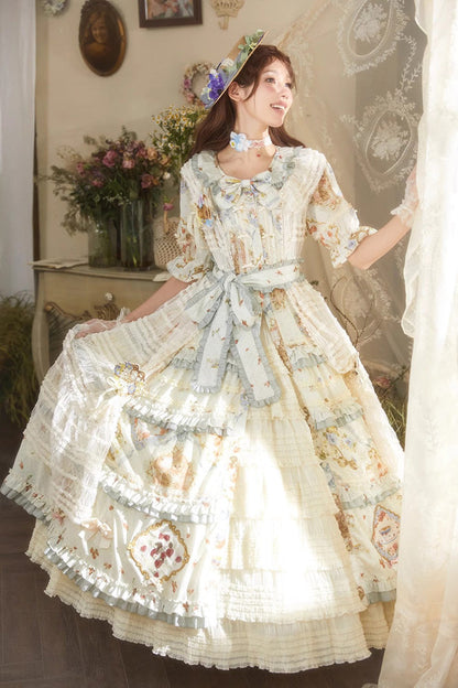 Ruffled Lolita Skirt - Cat Rose Tea Multi-layer, 3 Colors, Sweet Style, Ruffled - additional product view 6