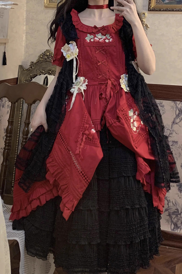 Ruffled Lolita Skirt - Cat Rose Tea Multi-layer, 3 Colors, Sweet Style, Ruffled - additional product view 10