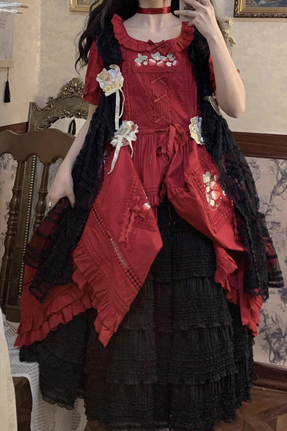 Ruffled Lolita Skirt - Cat Rose Tea Multi-layer, 3 Colors, Sweet Style, Ruffled - additional product view 10