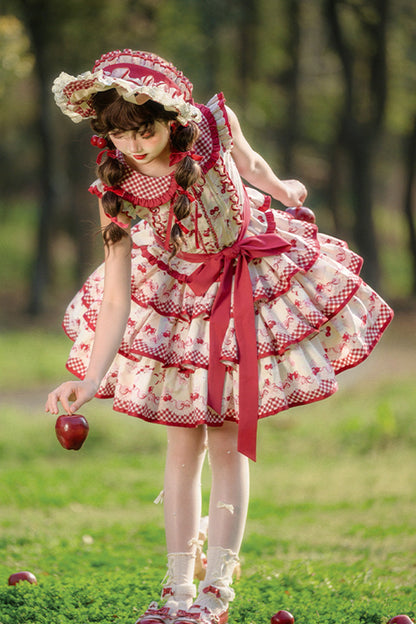 Ruffled Lolita Skirt - Cherries Are Ripe, Red, Printed, Layered, Sweet Style - additional product view 11