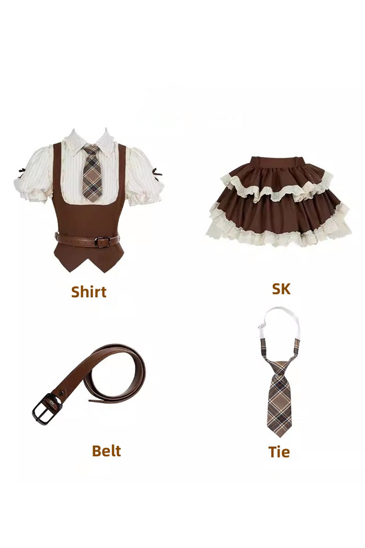 Ruffled Lolita Skirt - Coco Love Letter Double-layered, Brown, Lace Trim, Ruffled - additional product view 3