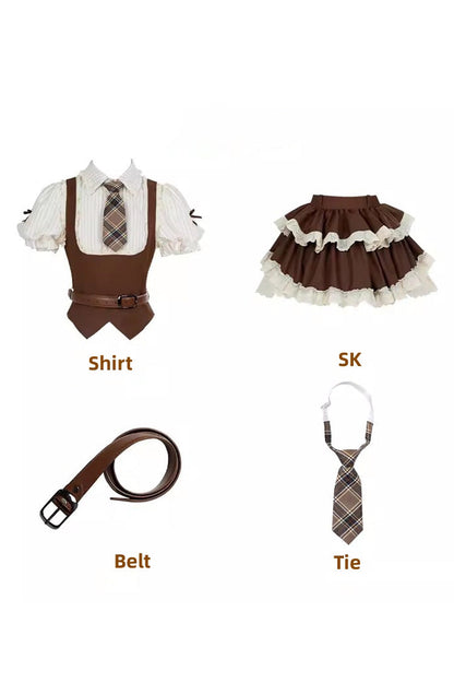 Ruffled Lolita Skirt - Coco Love Letter Double-layered, Brown, Lace Trim, Ruffled - additional product view 3