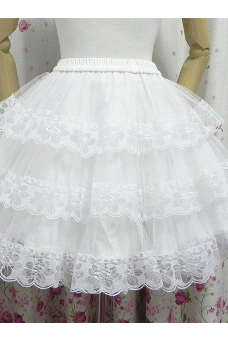 Ruffled Lolita Skirt - Cotton Organza Lining, White, Layered, Sweet Style, Lace Trim - additional product view 2