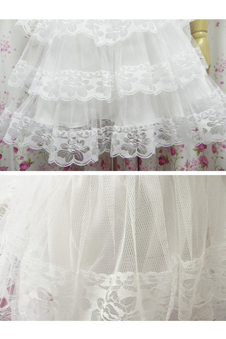 Ruffled Lolita Skirt - Cotton Organza Lining, White, Layered, Sweet Style, Lace Trim - additional product view 3