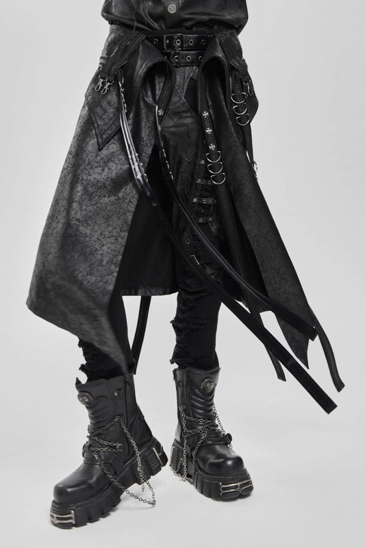 Ruffled Lolita Skirt - D-ring Buckle Zipper, Black, Zipper Detail, Buckle Detail - main product image
