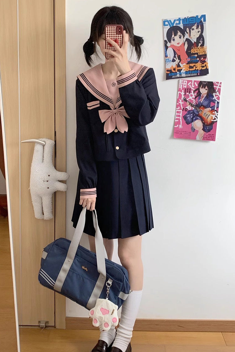 Ruffled Lolita Skirt - Dark Blue Sailor Collar, Blue, Sweet Style, Long Sleeves - additional product view 3
