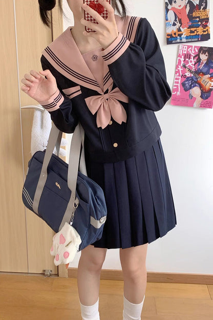 Ruffled Lolita Skirt - Dark Blue Sailor Collar, Blue, Sweet Style, Long Sleeves - additional product view 4