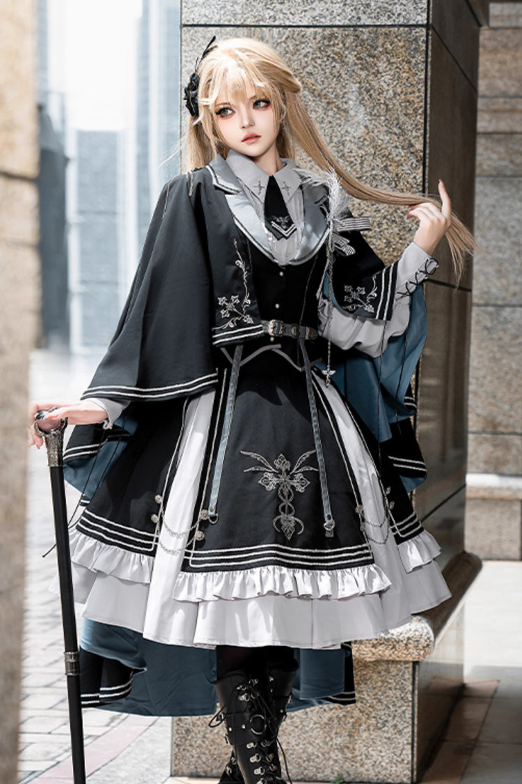 Ruffled Lolita Skirt - Dark Knight Contract, 2 Colors, Printed, Gothic Style, Ruffled - additional product view 3