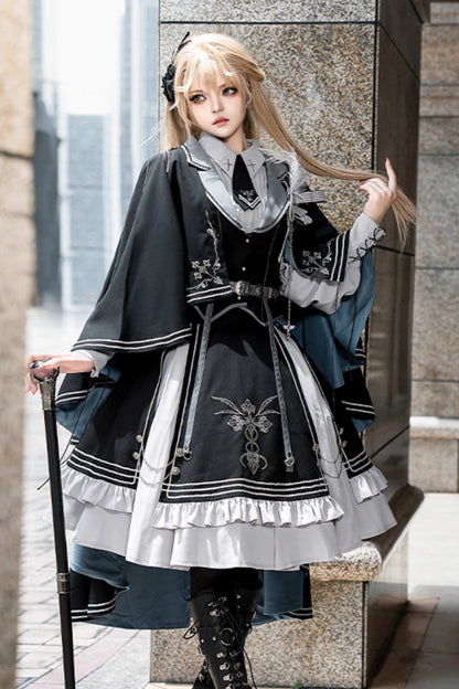 Ruffled Lolita Skirt - Dark Knight Contract, 2 Colors, Printed, Gothic Style, Ruffled - additional product view 3