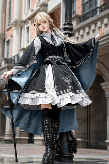 Ruffled Lolita Skirt - Dark Knight Contract, 2 Colors, Printed, Gothic Style, Ruffled - additional product view 4