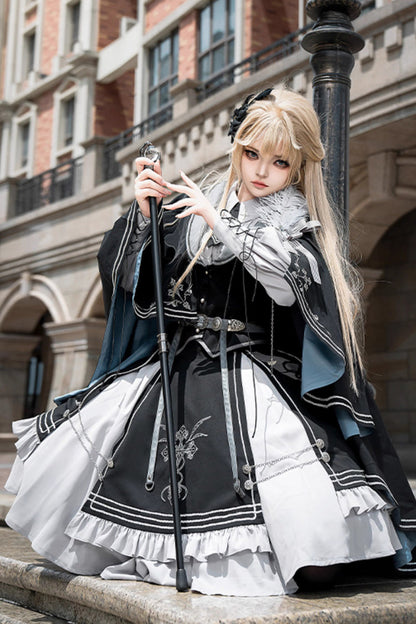 Ruffled Lolita Skirt - Dark Knight Contract, 2 Colors, Printed, Gothic Style, Ruffled - additional product view 5