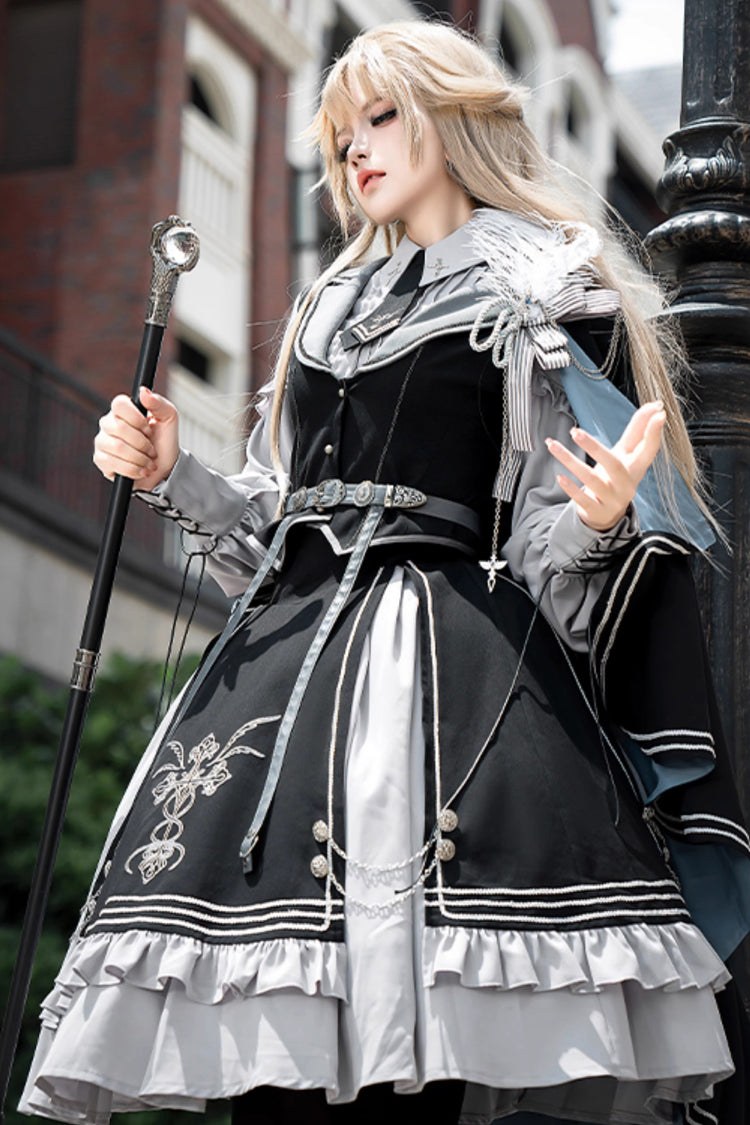 Ruffled Lolita Skirt - Dark Knight Contract, 2 Colors, Printed, Gothic Style, Ruffled - additional product view 7
