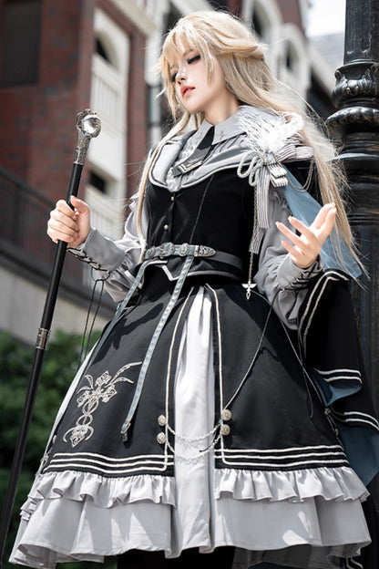 Ruffled Lolita Skirt - Dark Knight Contract, 2 Colors, Printed, Gothic Style, Ruffled - additional product view 7