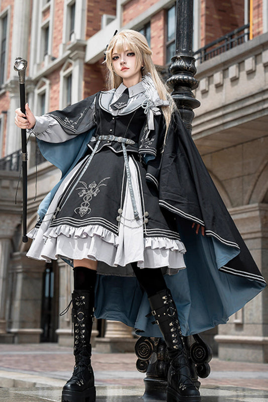 Ruffled Lolita Skirt - Dark Knight Contract, 2 Colors, Printed, Gothic Style, Ruffled - main product image