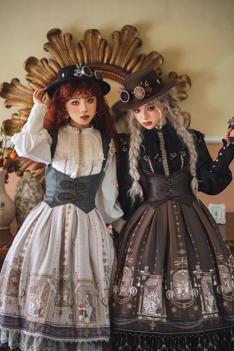 Ruffled Lolita Skirt - Demon Hunting Notes Print, 2 Colors, Printed, Sweet Style, Ruffled - additional product view 4