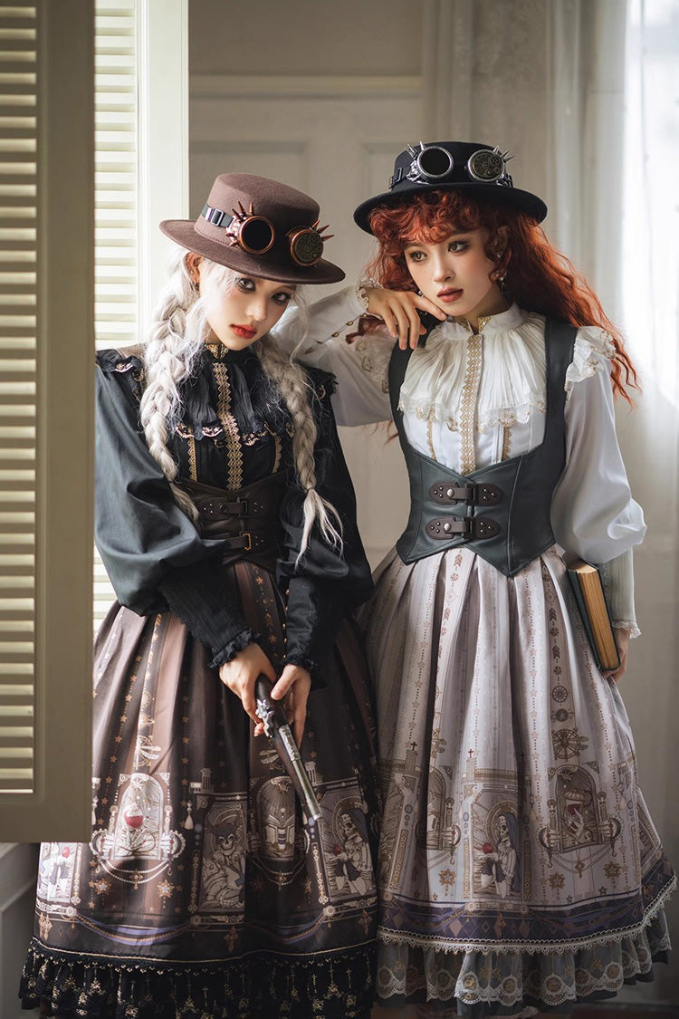 Ruffled Lolita Skirt - Demon Hunting Notes Print, 2 Colors, Printed, Sweet Style, Ruffled - additional product view 9