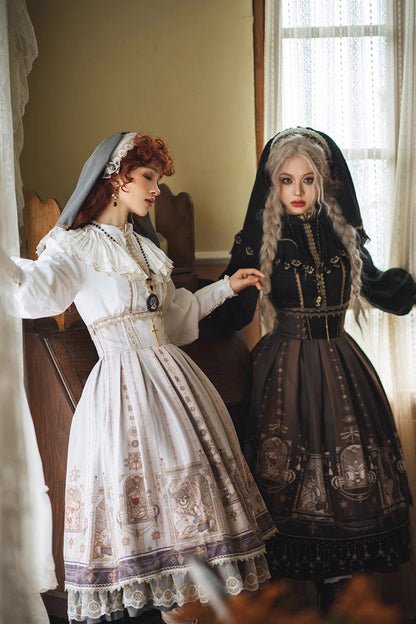 Ruffled Lolita Skirt - Demon Hunting Notes Print, 2 Colors, Printed, Sweet Style, Ruffled - additional product view 11