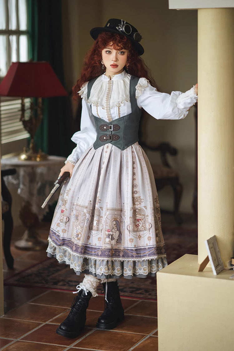 Ruffled Lolita Skirt - Demon Hunting Notes Print, 2 Colors, Printed, Sweet Style, Ruffled - additional product view 12
