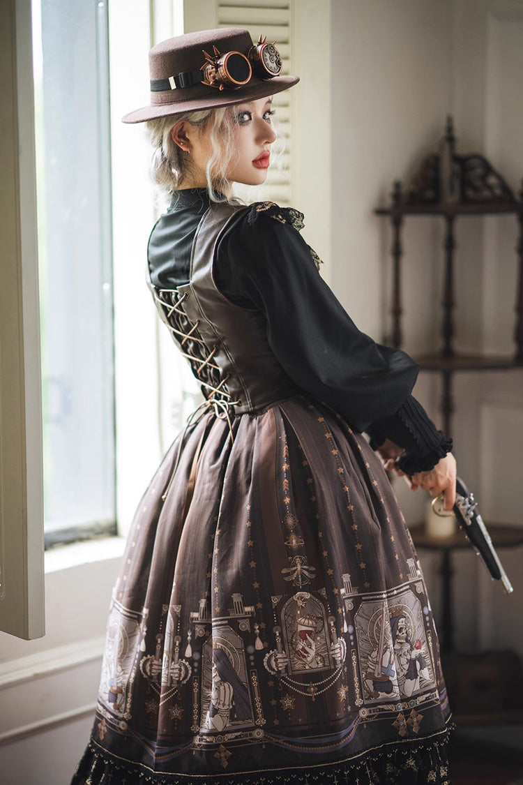 Ruffled Lolita Skirt - Demon Hunting Notes Print, 2 Colors, Printed, Sweet Style, Ruffled - additional product view 15
