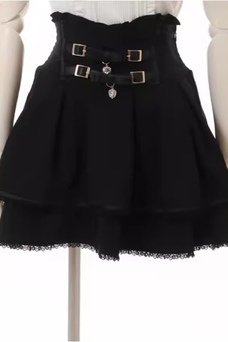 Ruffled Lolita Skirt - Double, 3 Colors, Bow Detail, Ruffled, Sweet Style - S Black / M Black / L Black option