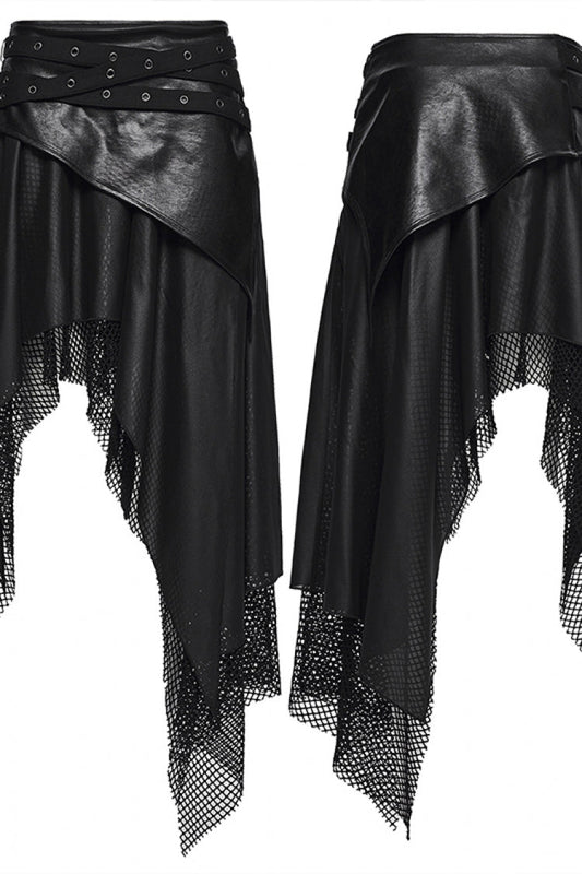 Ruffled Lolita Skirt - Double-layered Irregular Eyelet, Black, Women's Style, Punk Style - additional product view 2