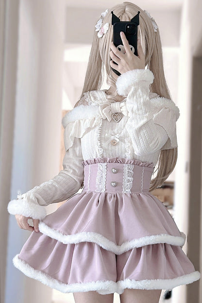 Ruffled Lolita Skirt - Double-layered, Pink, Ruffled, Lace Trim - additional product view 2