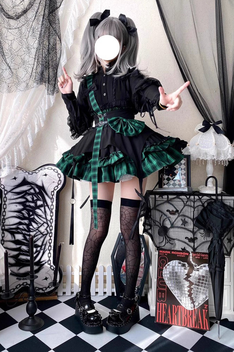 Ruffled Lolita Skirt - Electronic Kitten Dark Girl, 3 Colors, Plaid, Gothic Style - additional product view 5