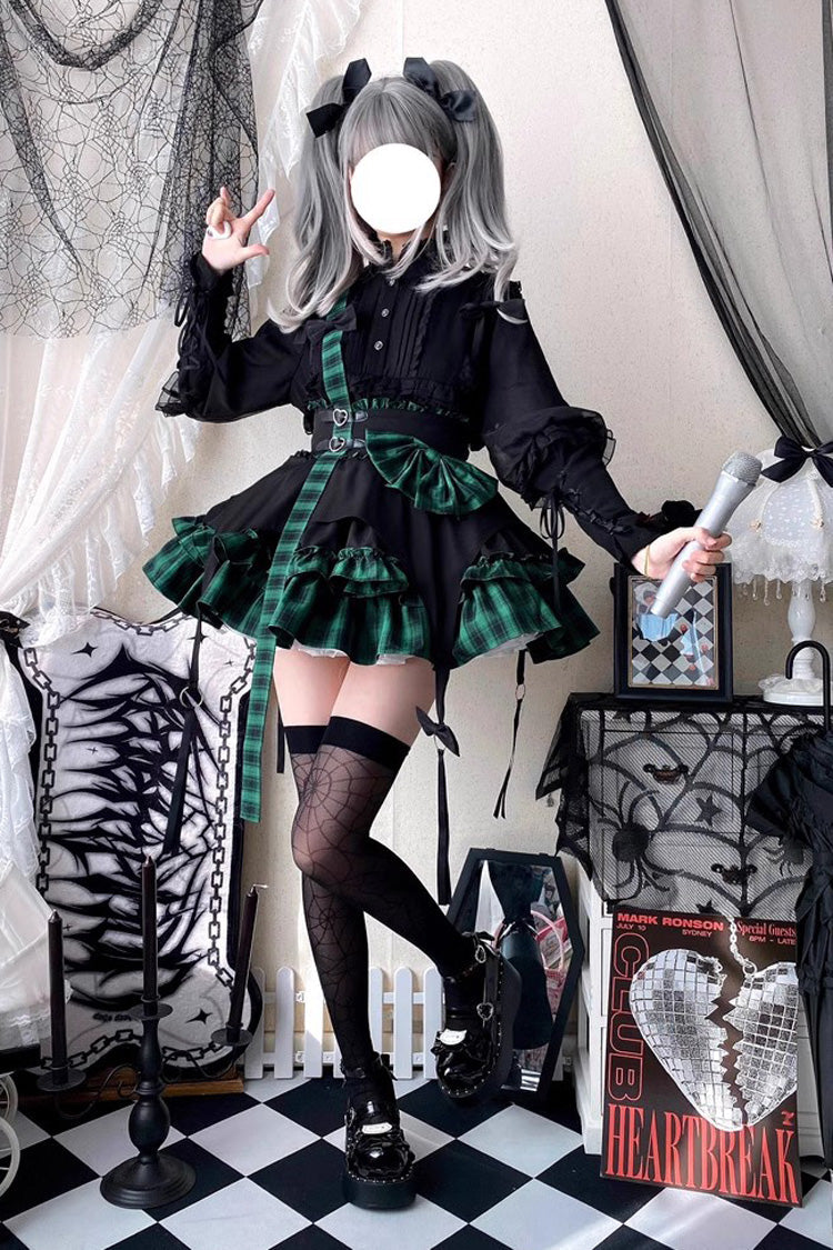Ruffled Lolita Skirt - Electronic Kitten Dark Girl, 3 Colors, Plaid, Gothic Style - additional product view 6