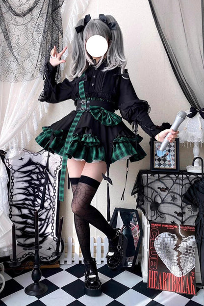 Ruffled Lolita Skirt - Electronic Kitten Dark Girl, 3 Colors, Plaid, Gothic Style - additional product view 6