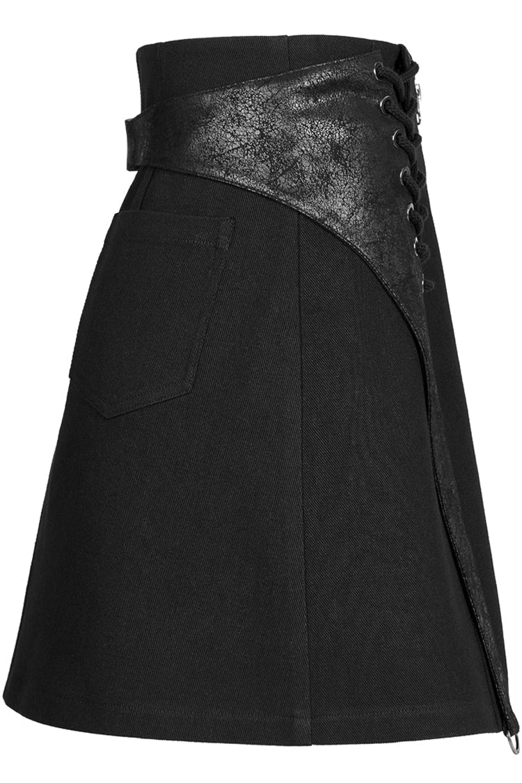 Ruffled Lolita Skirt - Faux Leather, Black, Detachable Detail, Zipper Detail - additional product view 6