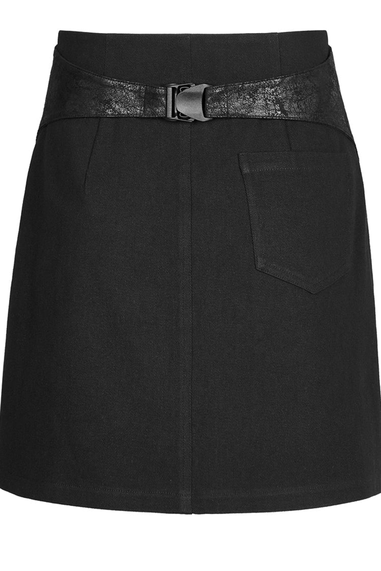 Ruffled Lolita Skirt - Faux Leather, Black, Detachable Detail, Zipper Detail - additional product view 7