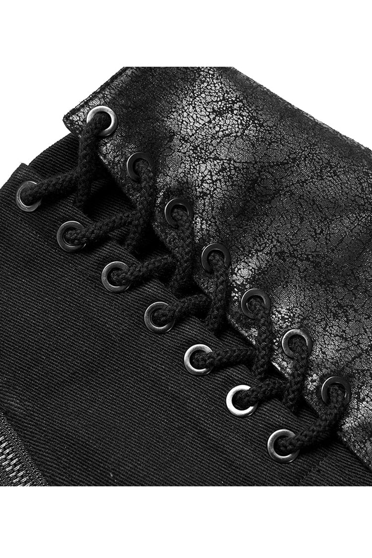Ruffled Lolita Skirt - Faux Leather, Black, Detachable Detail, Zipper Detail - additional product view 8