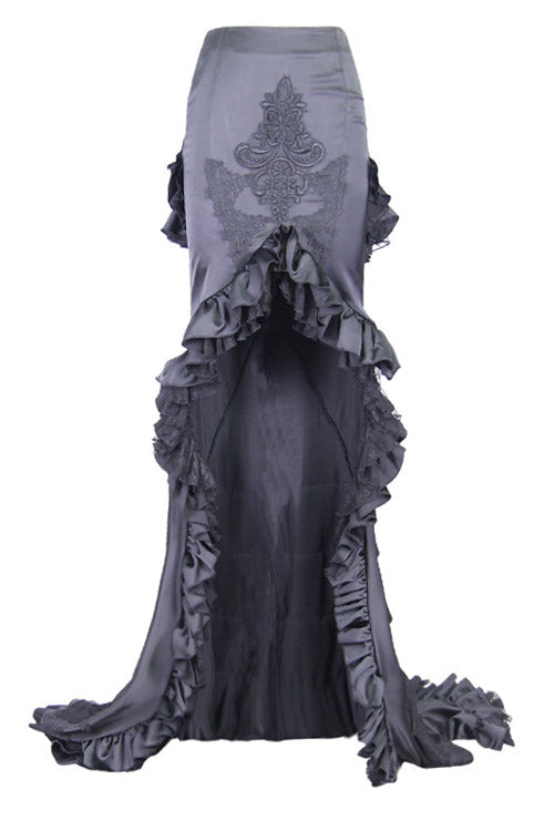 Ruffled Lolita Skirt - Front And Back Multi, Black, Women's Style, Gothic Style, Lace Trim - additional product view 3