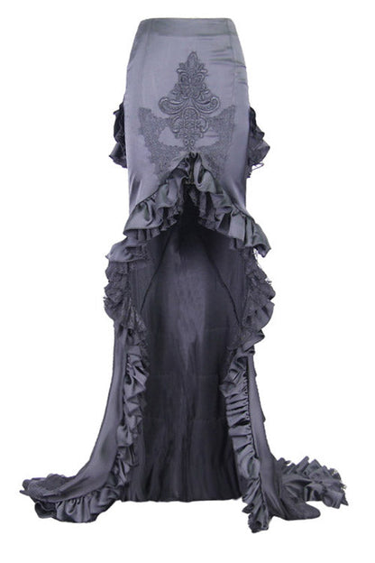 Ruffled Lolita Skirt - Front And Back Multi, Black, Women's Style, Gothic Style, Lace Trim - additional product view 3