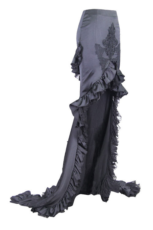 Ruffled Lolita Skirt - Front And Back Multi, Black, Women's Style, Gothic Style, Lace Trim - additional product view 4