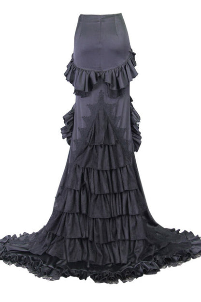 Ruffled Lolita Skirt - Front And Back Multi, Black, Women's Style, Gothic Style, Lace Trim - additional product view 5