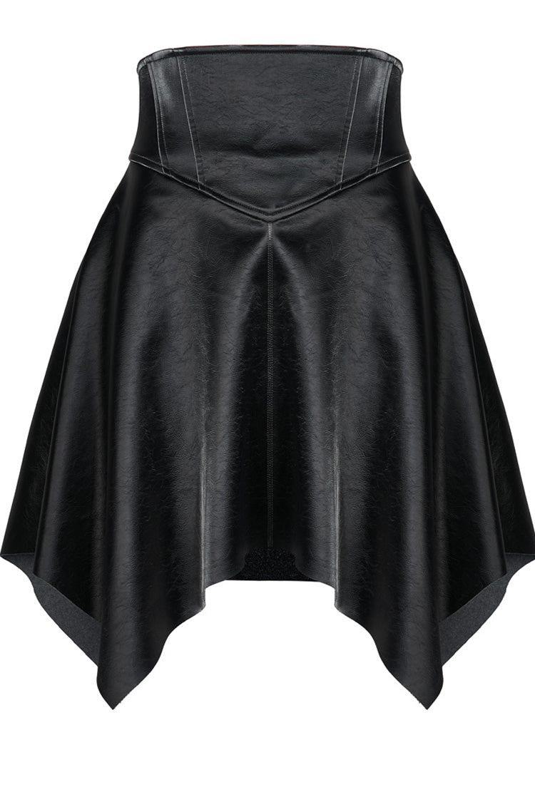 Ruffled Lolita Skirt - Glossy Cortex Waist Seal Square, Black, Zipper Detail, Gothic Style - additional product view 5