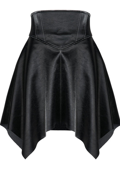 Ruffled Lolita Skirt - Glossy Cortex Waist Seal Square, Black, Zipper Detail, Gothic Style - additional product view 5
