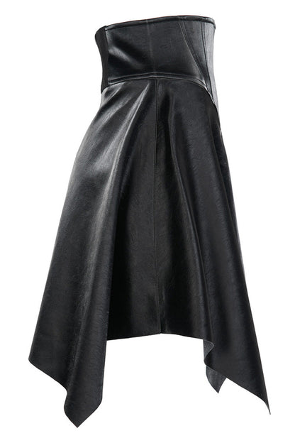 Ruffled Lolita Skirt - Glossy Cortex Waist Seal Square, Black, Zipper Detail, Gothic Style - additional product view 6