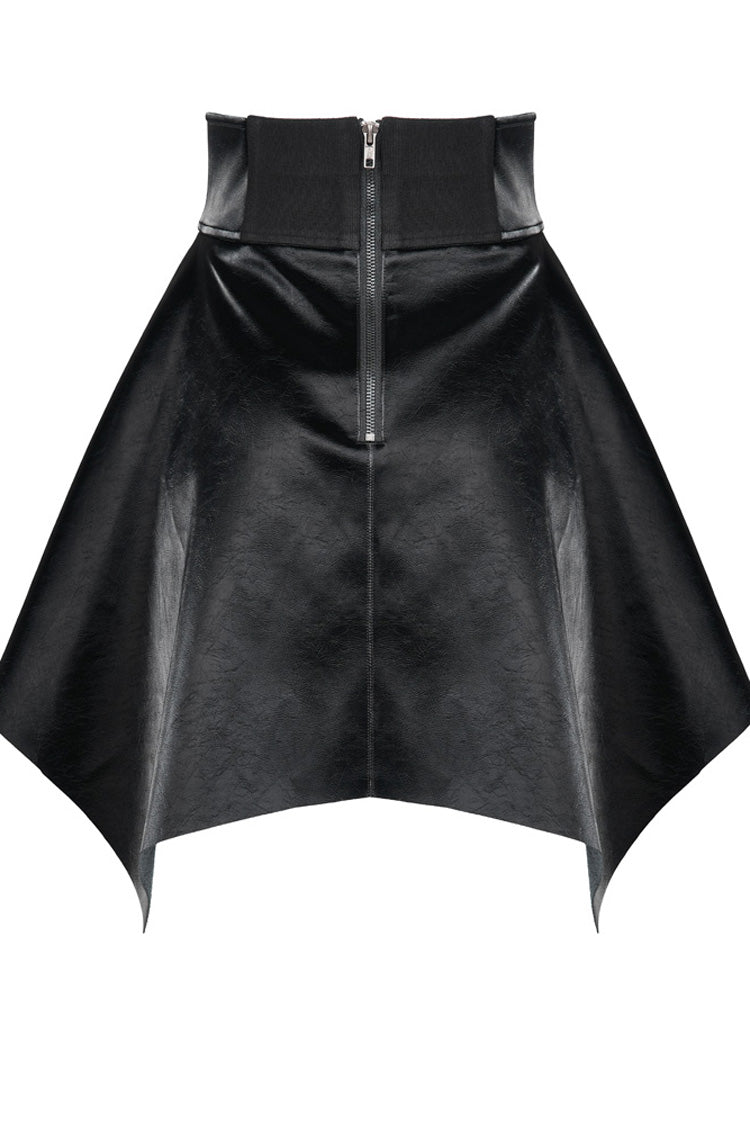 Ruffled Lolita Skirt - Glossy Cortex Waist Seal Square, Black, Zipper Detail, Gothic Style - additional product view 7