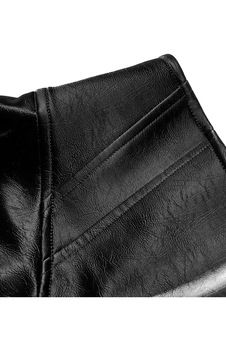Ruffled Lolita Skirt - Glossy Cortex Waist Seal Square, Black, Zipper Detail, Gothic Style - additional product view 9
