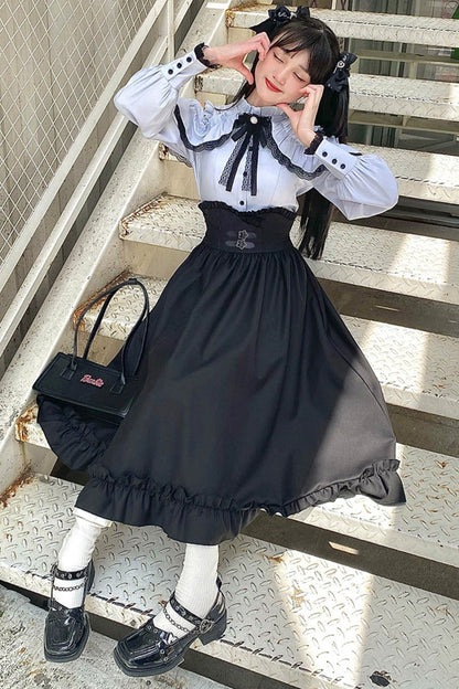 Ruffled Lolita Skirt - Half A Star, 2 Colors, Long Sleeves, Ruffled - additional product view 2
