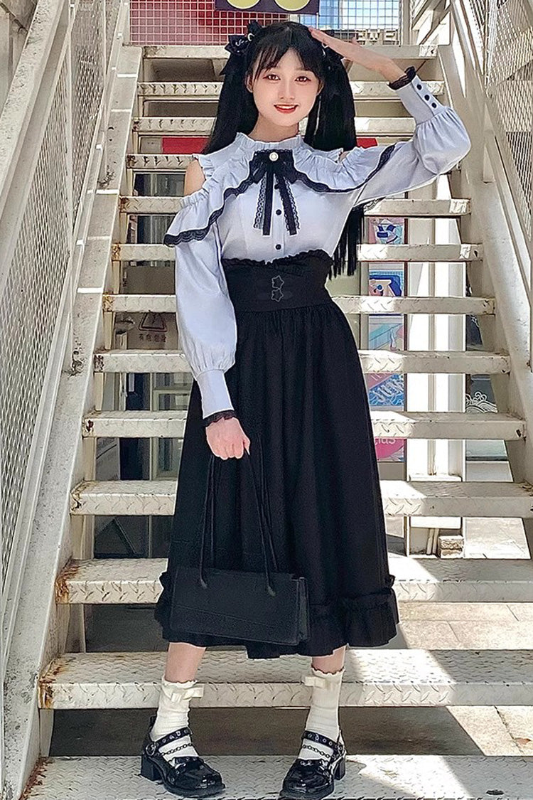 Ruffled Lolita Skirt - Half A Star, 2 Colors, Long Sleeves, Ruffled - additional product view 4