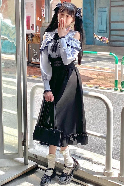 Ruffled Lolita Skirt - Half A Star, 2 Colors, Long Sleeves, Ruffled - additional product view 5