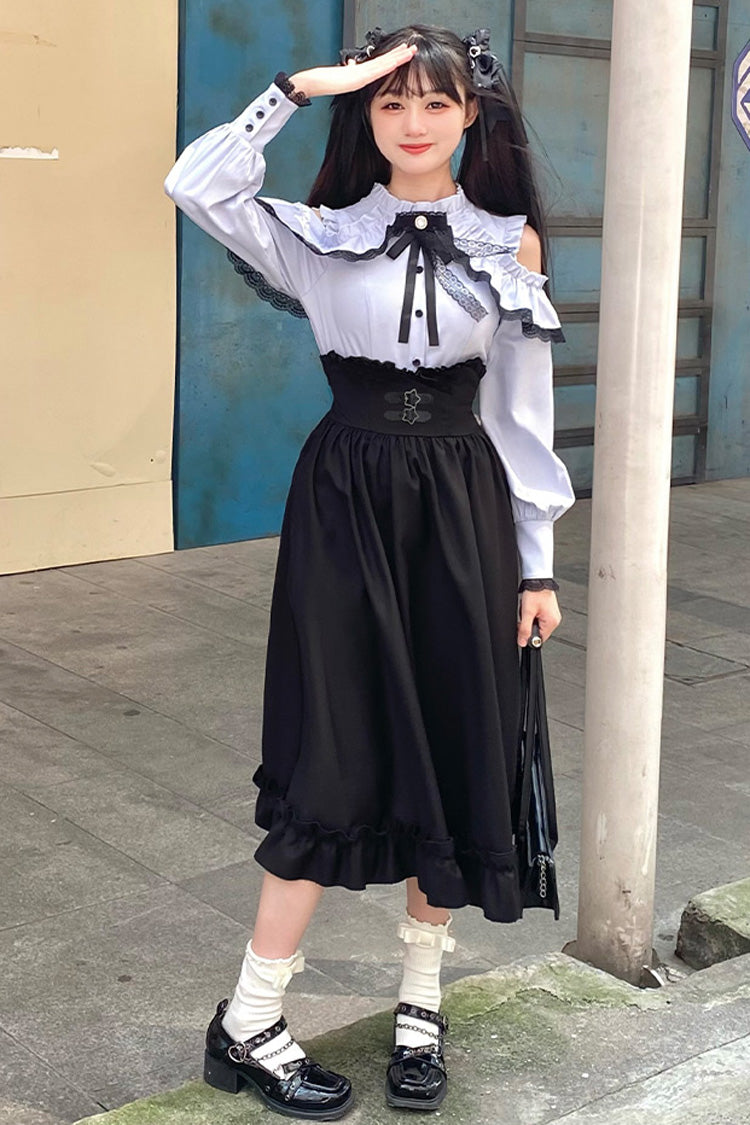 Ruffled Lolita Skirt - Half A Star, 2 Colors, Long Sleeves, Ruffled - additional product view 6