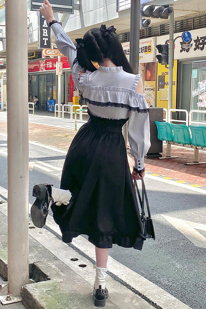 Ruffled Lolita Skirt - Half A Star, 2 Colors, Long Sleeves, Ruffled - additional product view 7