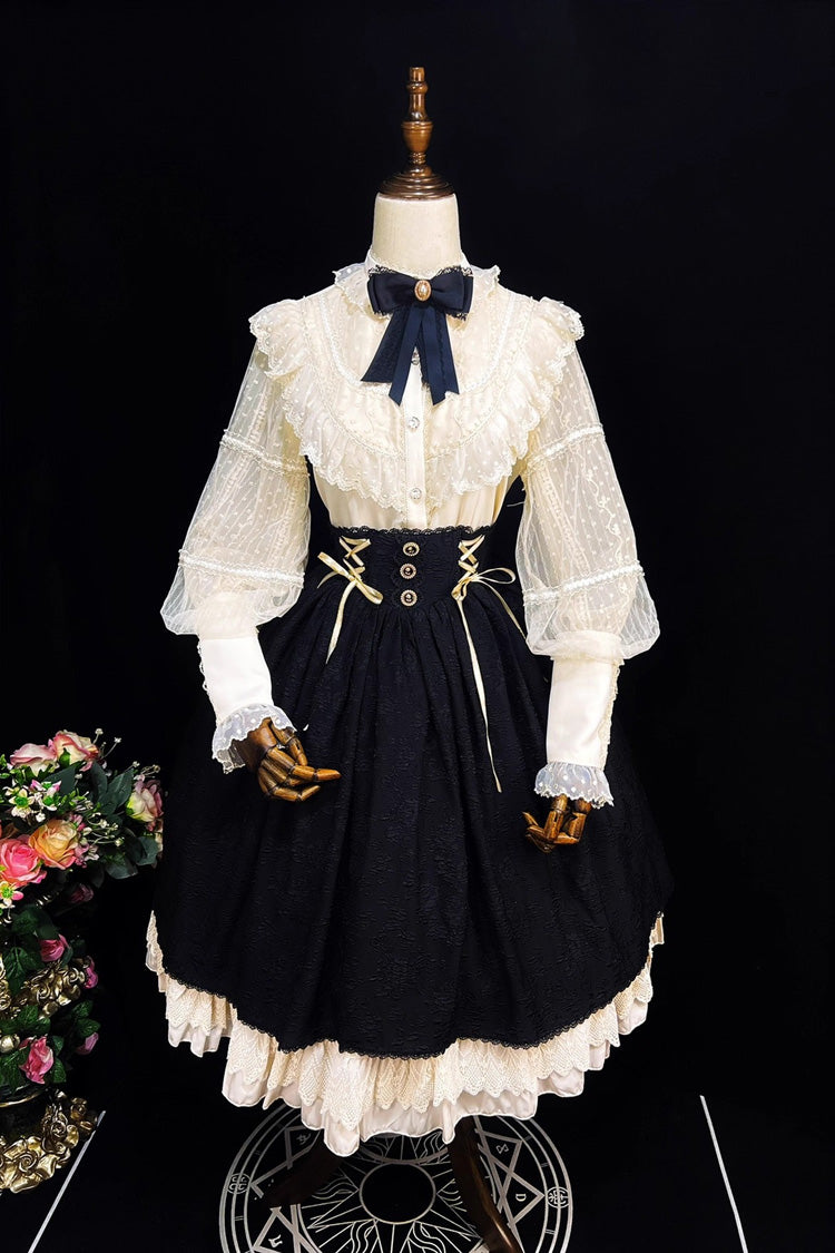 Ruffled Lolita Skirt - Heart Of Rose, Black, High Waist, Ruffled, Embroidered - additional product view 4